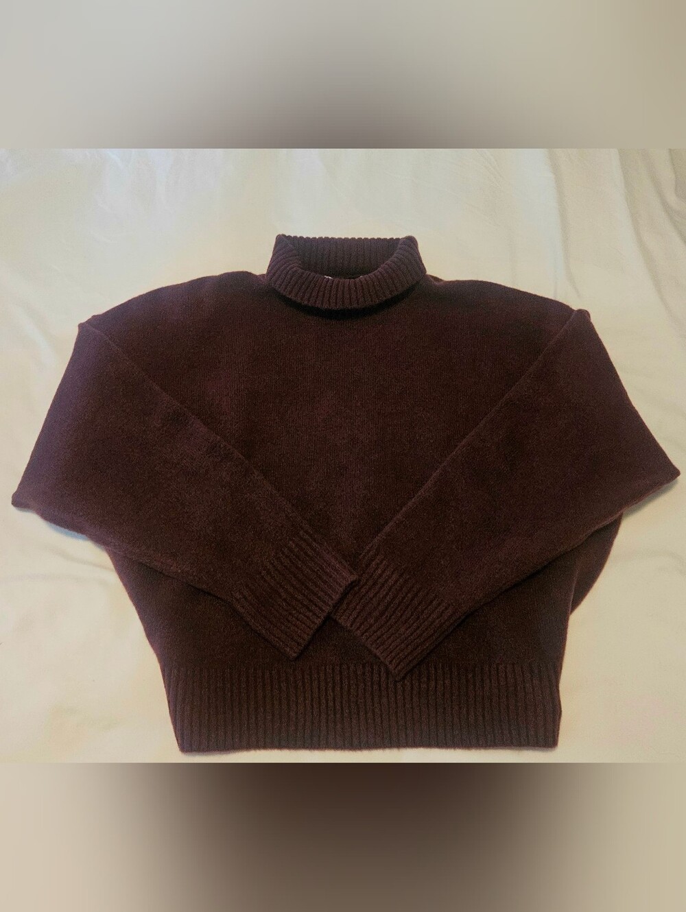 Zara Ribbed Turtleneck Sweater - Burgundy